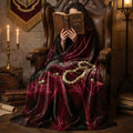 Dark Romance "The Duchess" Throw - Deep Burgundy Velvet & Pearls Oil Painting Aesthetic