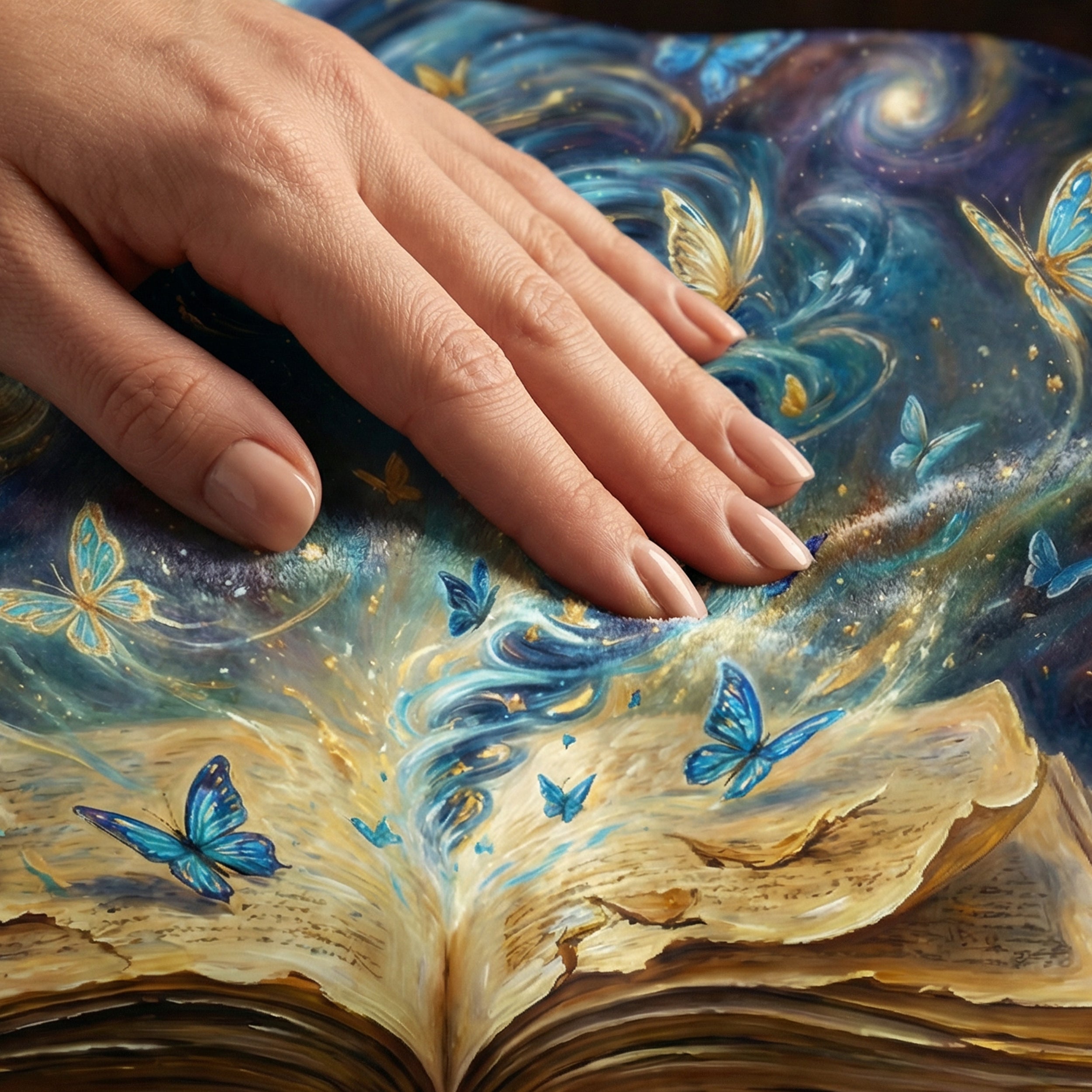 Dark Academia "Storyteller's Spell" Throw - Celestial Butterflies, Galaxy & Magic Book Velveteen Blanket