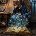 Dark Academia "Storyteller's Spell" Throw - Celestial Butterflies, Galaxy & Magic Book Velveteen Blanket