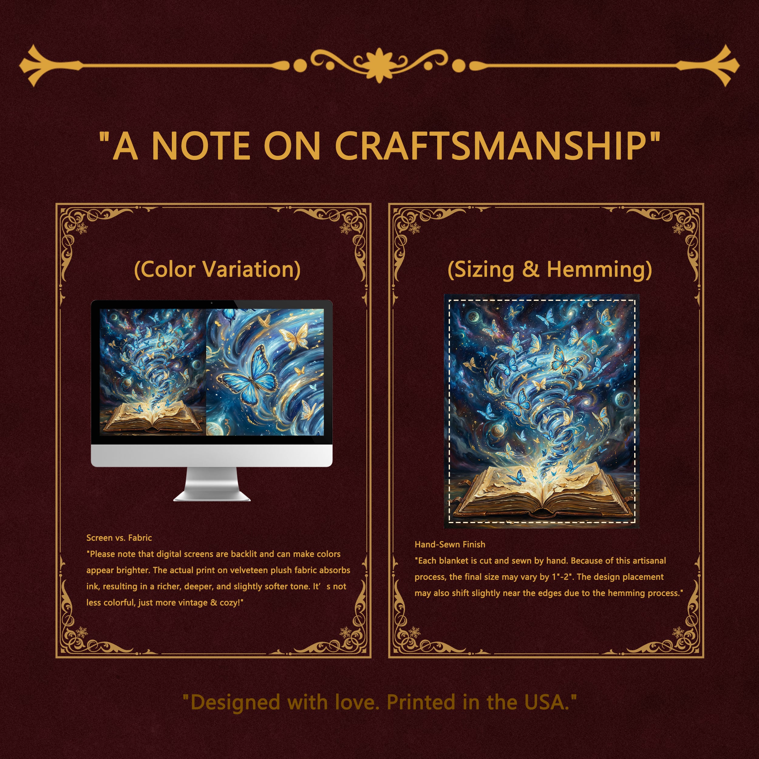 Dark Academia "Storyteller's Spell" Throw - Celestial Butterflies, Galaxy & Magic Book Velveteen Blanket