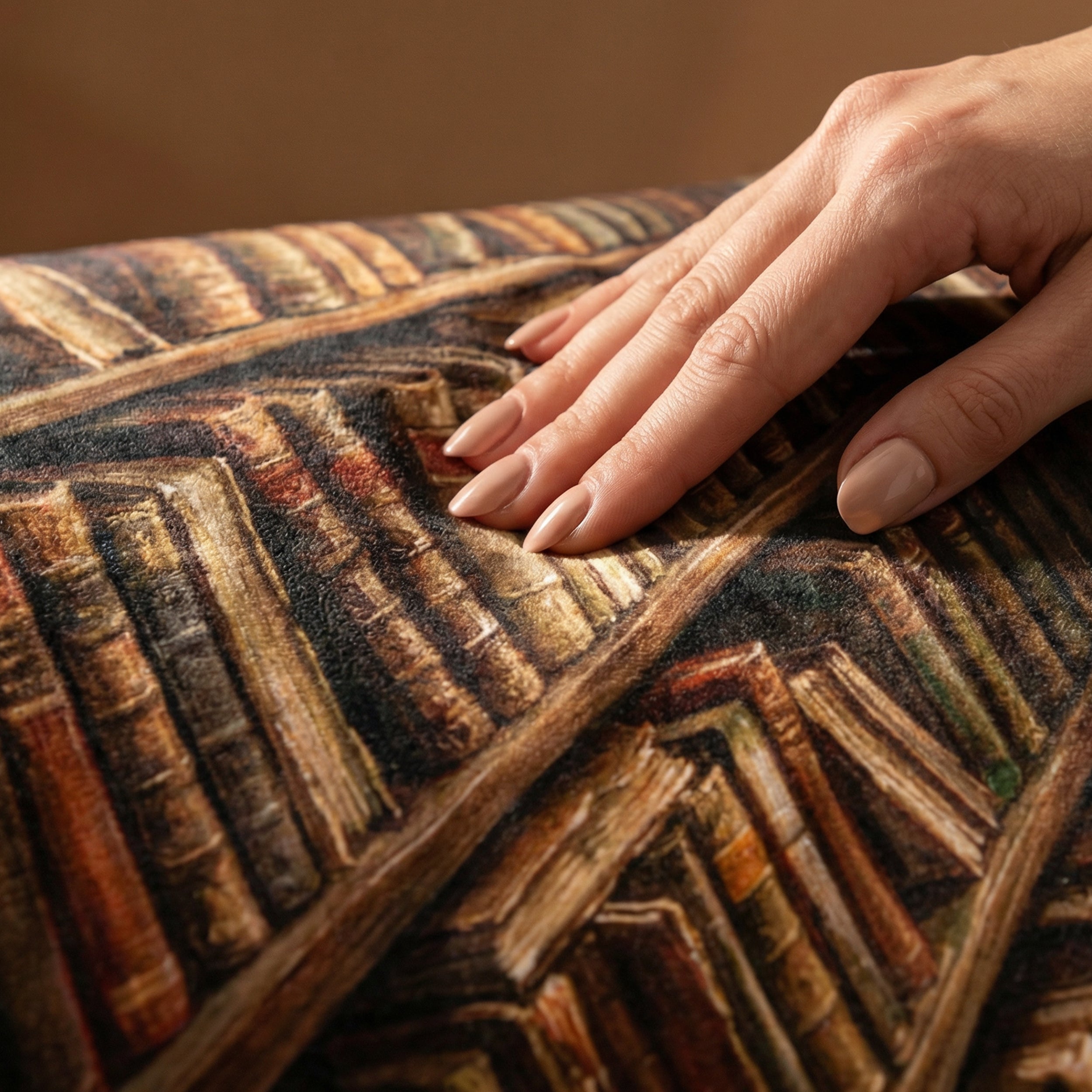 Dark Academia "The Ancient Library" Throw - Gothic Bookshelves, Sunbeams & Old Books Velveteen Blanket