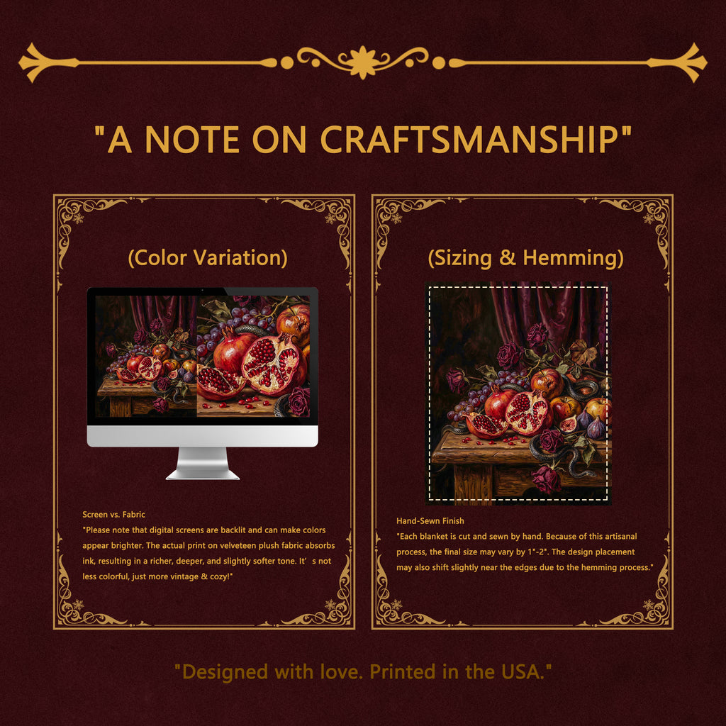 Dark Romance "The Forbidden Fruit" Throw - Pomegranate, Snake & Vanitas Oil Painting Blanket