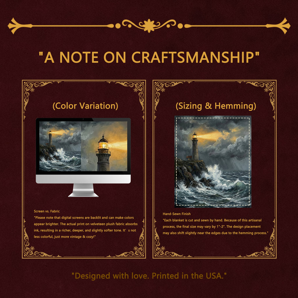 Dark Academia "The Storm Watcher" Throw - Moody Lighthouse, Raging Sea & Oil Painting Art Blanket