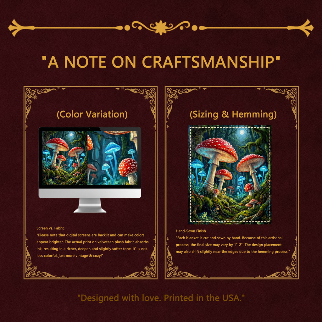 Goblincore "Magic Mycology" Throw - Glowing Mushrooms, Frogs & Moonlight Forest Blanket