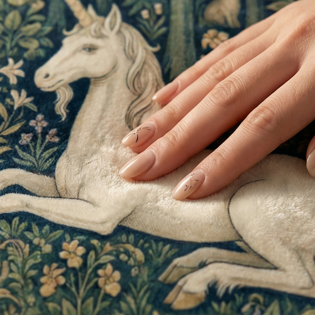 Medieval "The Unicorn's Rest" Throw - Millefleurs Tapestry Style & Forest Animals Blanket