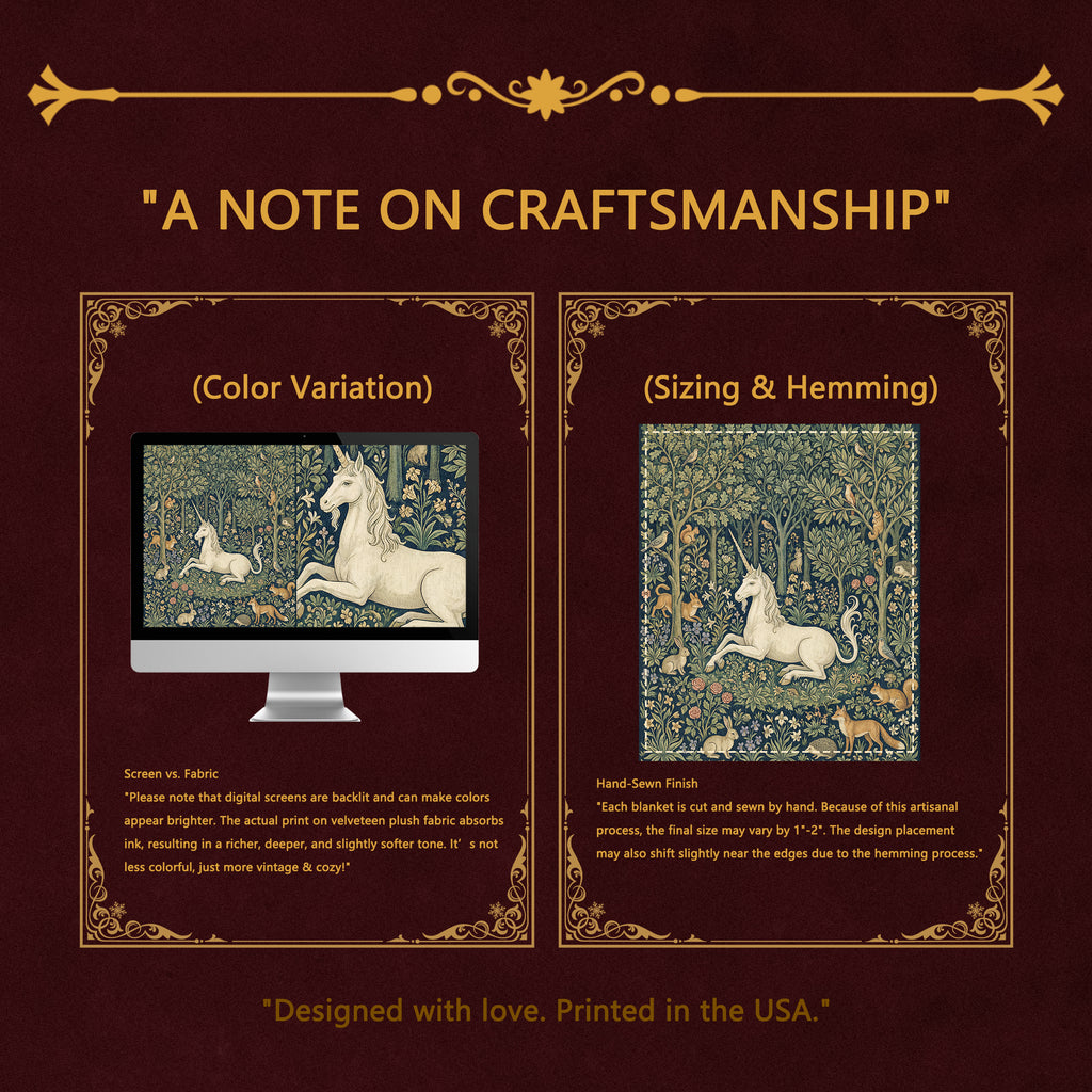 Medieval "The Unicorn's Rest" Throw - Millefleurs Tapestry Style & Forest Animals Blanket